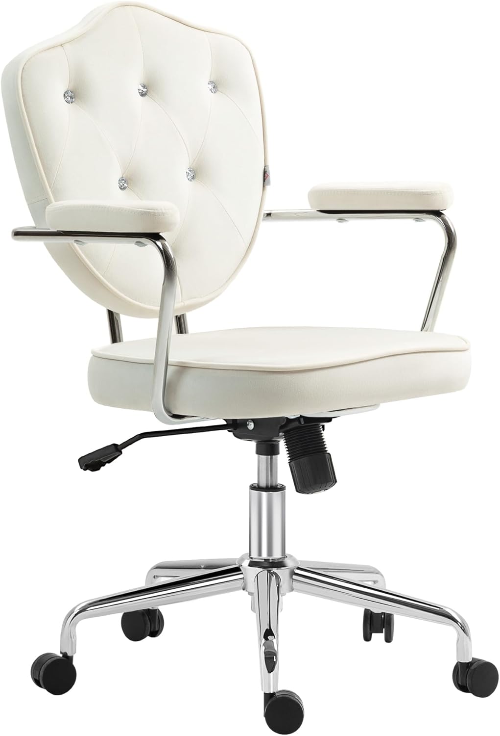 Cute Pink Teddy Desk Chair - Comfy Home Office Chair with Adjustable Height, Swivel Wheels & Tilt Function - Button Tufted Vanity Chair for Bedroom, Classroom & Women (Pink Teddy)