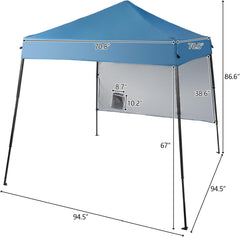6x6 FT Pop Up Canopy Tent with 1 Sidewalls,Commercial Instant Awning Portable Freestanding Shelter w/Carry Bag, Wedding Tents for Parties,Beach,Backyard,Camping,Outdoor, Easy Set Up Tent,Blue