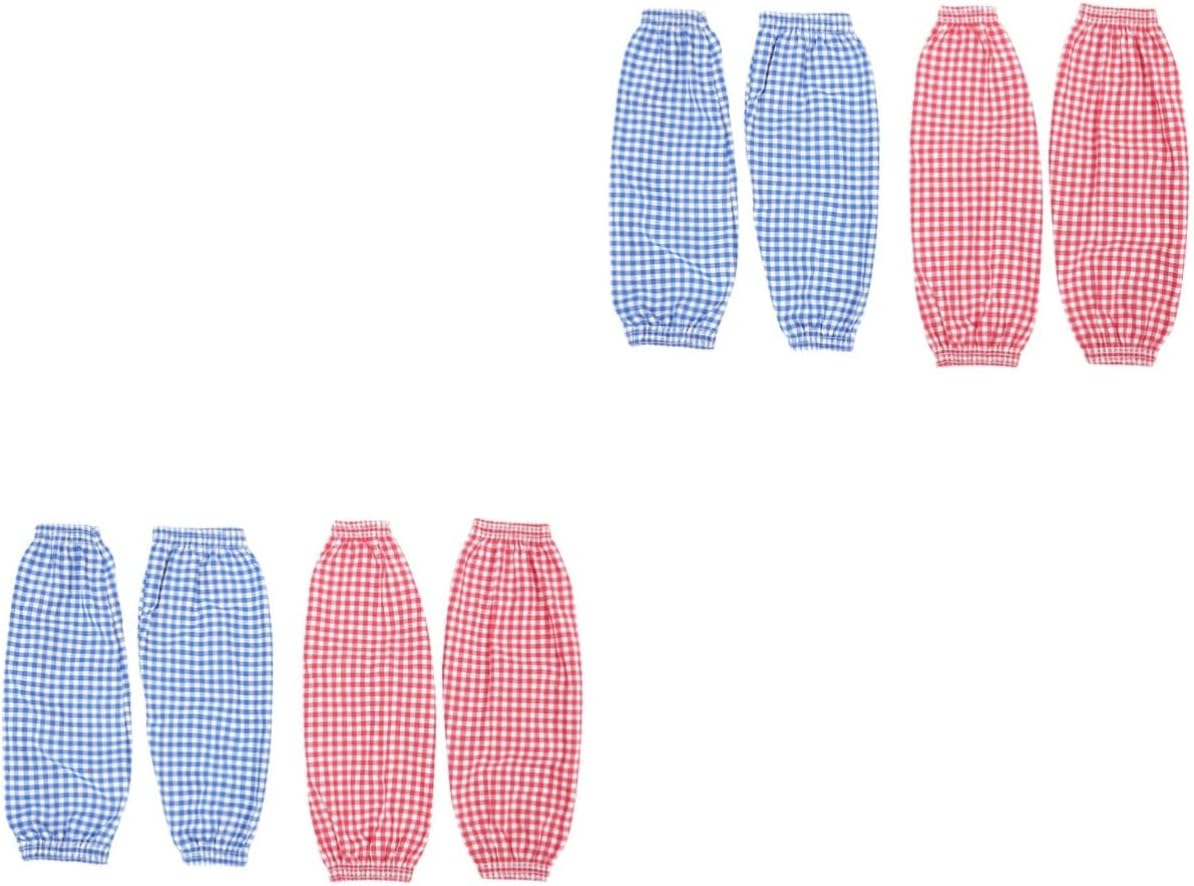 4pairs Plaid Oilproof Arm Sleeves for Housework -resistant Covers Fit for Kitchen Office Use