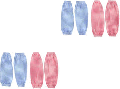 4pairs Plaid Oilproof Arm Sleeves for Housework -resistant Covers Fit for Kitchen Office Use