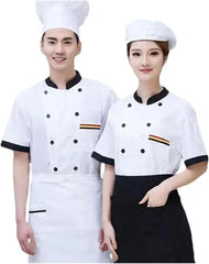 Men Women Restaurant Kitchen Canteen Chef Uniform Sleeves Chef Jacket Waiter Works Clothes