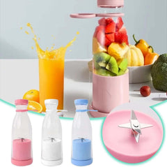 Portable Electric Juicer Bottle | Mini Blender for Fresh Juice, Smoothies | Personal Blender with 6 Blades | Wireless Rechargeable Travel Blender Milkshakes Juicer for Home Sports Outdoors (White)