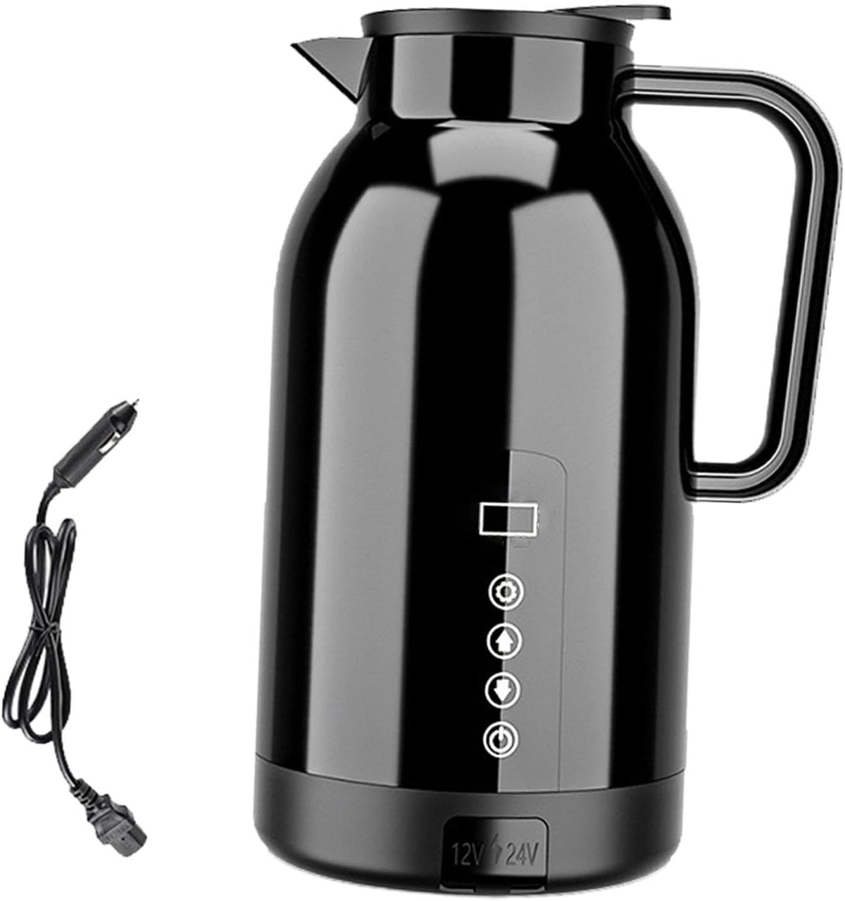 Electric Car Kettle 12V/24V Car Coffee Kettle Heated Water Cup Portable Car Kettle Boiler for Tea Beverage Coffee Car Camping, 1100ML