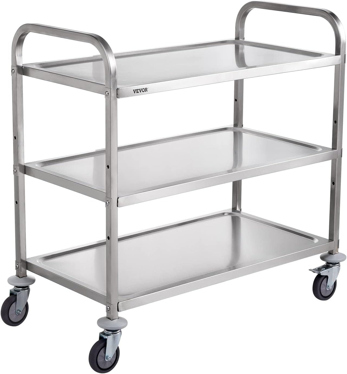 VEVOR Lab Rolling Cart, 2-Shelf Stainless Steel Rolling Cart, Lab Serving Cart with Swivel Casters, Dental Utility Cart for Clinic, Lab, Hospital, Salon, 15.16"x21.57"x34.06"