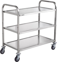 VEVOR Lab Rolling Cart, 2-Shelf Stainless Steel Rolling Cart, Lab Serving Cart with Swivel Casters, Dental Utility Cart for Clinic, Lab, Hospital, Salon, 15.16"x21.57"x34.06"