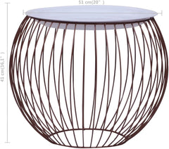 White Coffee Table, Clean Lines, Gold Metal Frame, Round Dining Center Table for Living Room, Office, Industrial