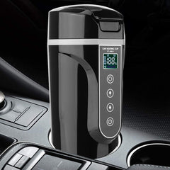 Electric Kettle Cup 12V Car Water Cup Stainless Steel 304 Black Cigarette Lighter Voltage for Heated Car Home Dual Use Electric Kettle Water Boiler Kettle Boil Electric Kettles