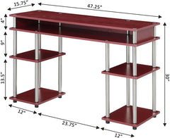 Student Desk with Shelves - No Tools Assembly - Modern Design - Home Office & Dorm Room Desk