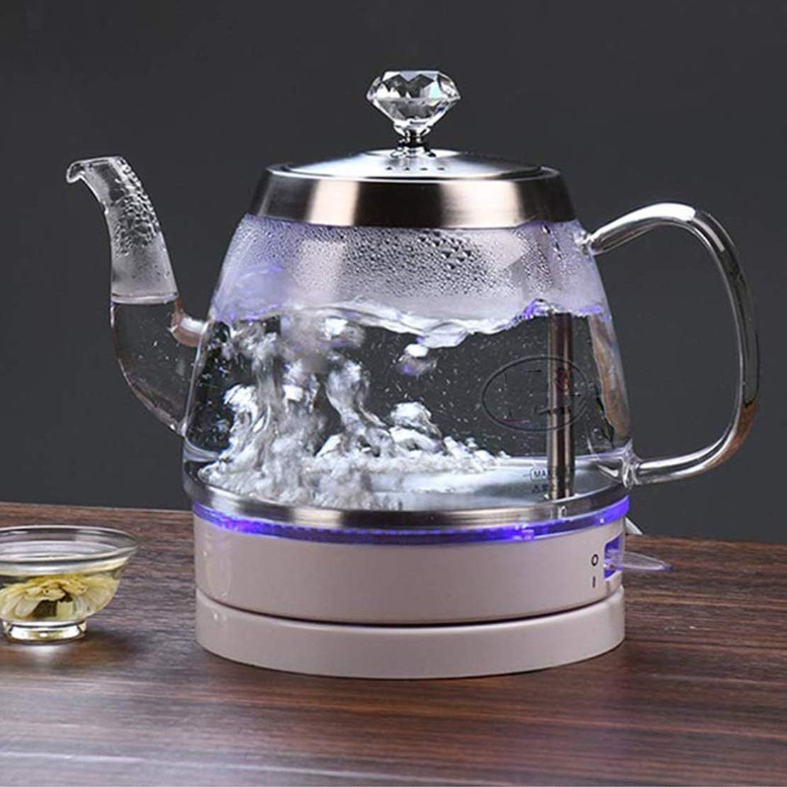 Cookers Tea Kettle Kettle Glass Electric Kettle 1 Litre Green Water Bottle with Illuminated LED Stainless Steel Inner Cover and Bottom Automatic Power Off Protection 1000W