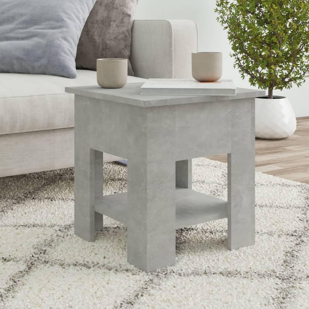Coffee Table Concrete Gray 15.7"x15.7"x16.5" Engineered Wood,Modern Coffee Table with Storage Shelf | Practical Side Table for Living Room Accent Tables, Living Room Furniture