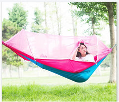 Outdoor Hammock Anti-Rollover Travel Camping Portable Hammock Hanging Chair Outdoor Portable Camping Travel Equipment(Pink,260 * 140cm)