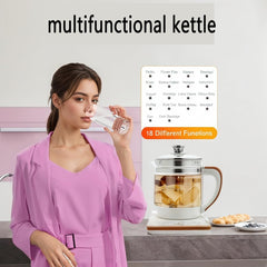 Glass electric kettle with tea strainer, smart electric kettle, the perfect choice for tea enthusiasts (White)