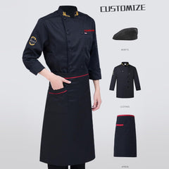 Personalized Chef Jacket Custom Embroidered Name Chef Coat Long Sleeve Unisex Restaurant Kitchen Cooking Chef Uniform