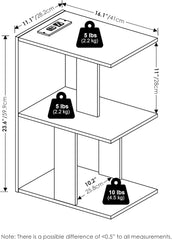 Furinno BOYATE Side Table, 2-Tier End Table with Charging Station, Open Shelf Night Stand, Bedside Table with USB and Type-C Charging Port, for Living Room, Bedroom, White