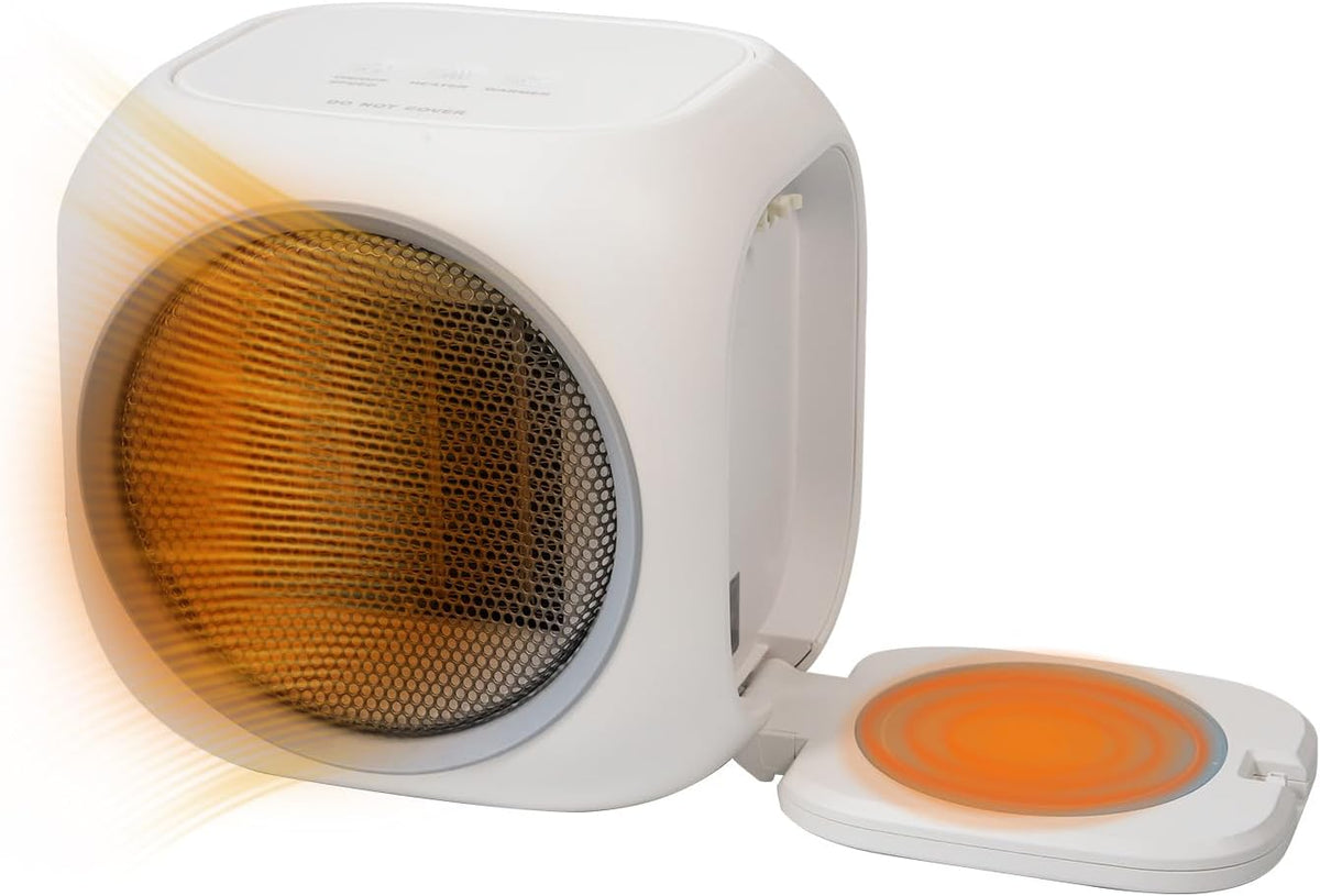 Space Heater with Mug Warmer, Electric Space Heaters for Indoor Use with Thermostatc, Portable Heater for Bedroom, Office, Large Room Use