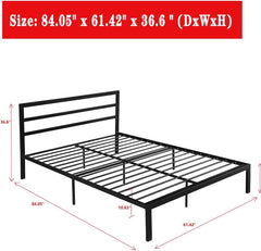Queen Bed Frame with Headboard & Footboard, 12 Inch High Heavy Duty Metal Platform Bed Frame Queen Size No Box Spring Needed/Large Under Bed Storage Space/Anti-Slip/Noise-Free (Queen, Black)