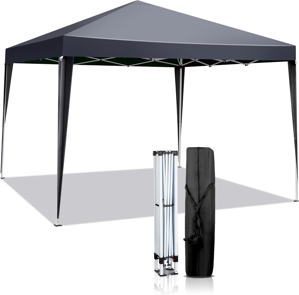 10x10Ft Pop Up Canopy Tent,Instant Portable Sun Shelter Canopy with Bag,Easy Set Up Tent,Outdoor Sun Shade for Events,Parties,Camping,Beach (Dark Gray)