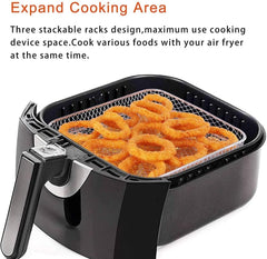 8 Inch Air Fryer Rack Square Three Stackable Racks,Stainless Steel Multi-Layer Dehydrator Rack,Air Fryer Accessories