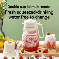 Bloame Blender, Bloame Juicer, Problend 12 Blade 1000ML, Personal Cordless Portable Blender for Shakes and Smoothies,Rechargeable Large Capacity Portable Juicer with Shoulder Strap (TypeB-White -2pcs)