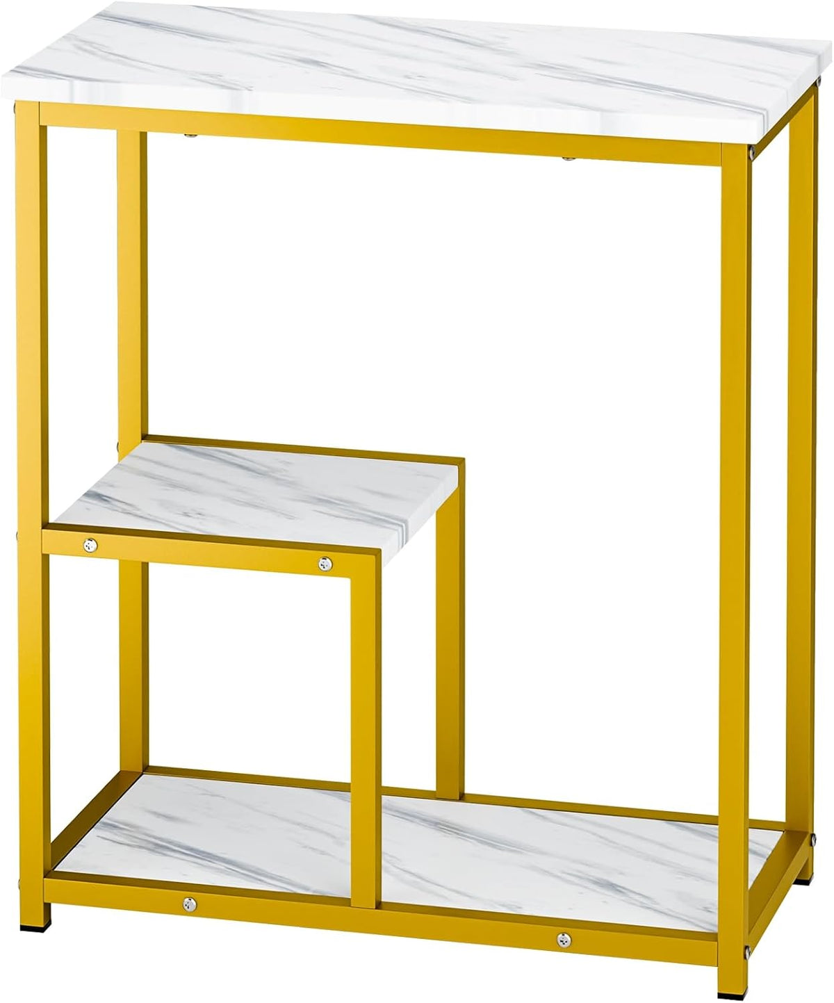 End Table, Narrow Side Table, Slim Bedside Table,small end tables for small spaces with 3-Tier Shelves, Rectangle Sofa Side Table for Small Spaces, Living Room, Sturdy, Easy Assembly Platinum