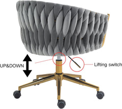 Velvet Office Chair with 360°Swivel, Modern Vanity Chairs with Height Adjustable for Men, Women, Home Office, Study Room, Vanity Room and High Desk, Grey