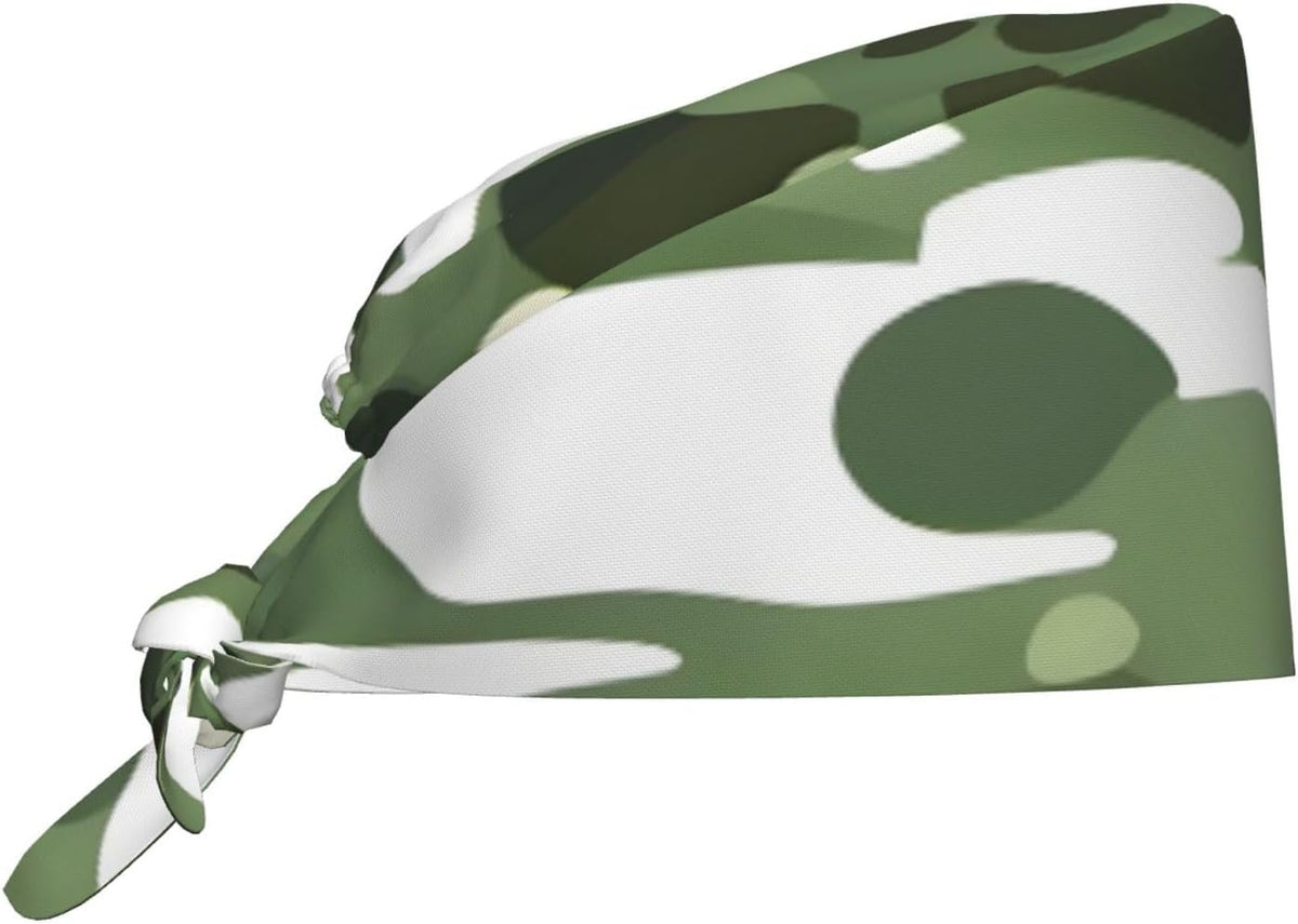 Cleaning Working Cap Camo Green Printed Chef Hat for Women & Men, Adjustable, Breathable
