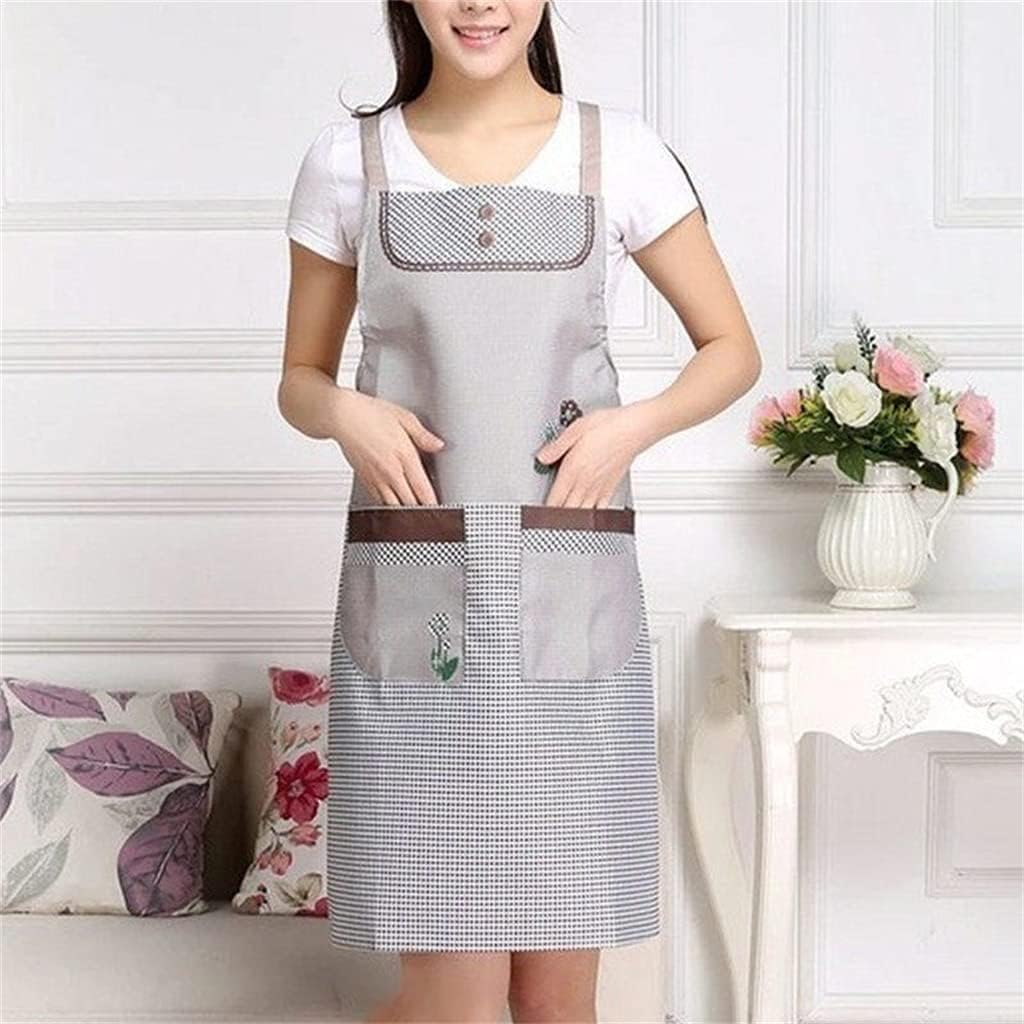 75 * 72cm Kitchen Sleeveless Apron with Pocket Waterproof Oil Resistant Floral Women Bib Cooking Baking Cleaning Apron Accessories (Color : A, Size : One Size) (B Free Size)