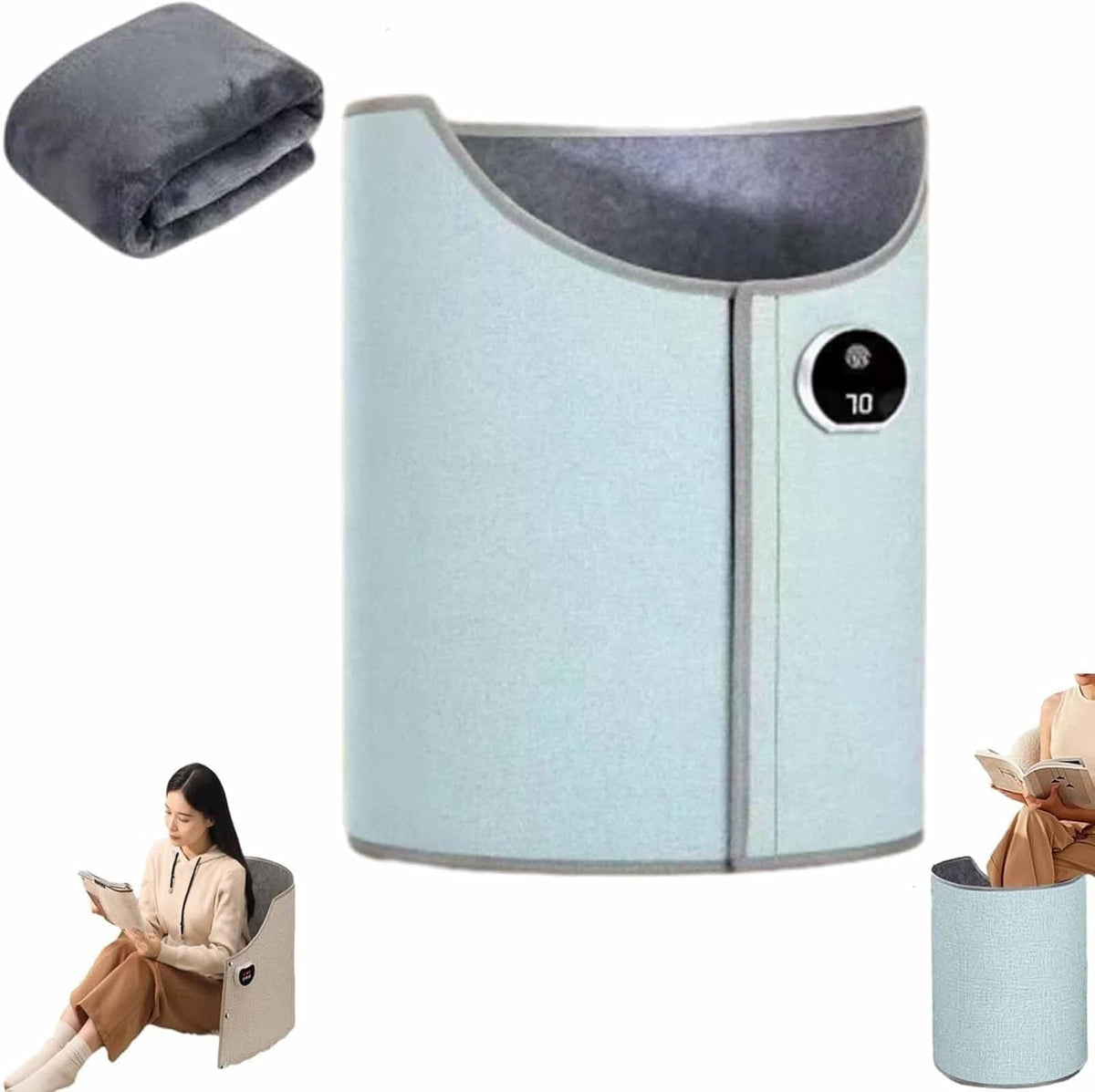 Foldable Under Desk Leg and Foot Warmer Portable Electric Heater 360° Surround Heating Quick Heat for Winter(Gray)