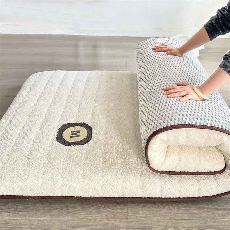 Thicken Futon Mattress,Japanese Foldable Guest Mattress for Floor,2 Inches Soybean Fiber Sleeping Pads,Roll Up Sofa Bed,Lambswool Soft Mat.Twin Size Futon(Gray,1.2m*2.0m)