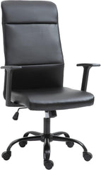 Vinsetto Morden High-Back Office Chair Faux Leather Rocking Swivel Computer Home Desk Chair with Adjustable Height, Metal Legs, Armrest, Wheels, Black