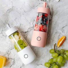 Portable USB Blender for Smoothies & Shakes, Powerful Personal Juicer with Rechargeable Battery, Ideal for Ice Crushing, Travel & Sports - Available in White & Pink