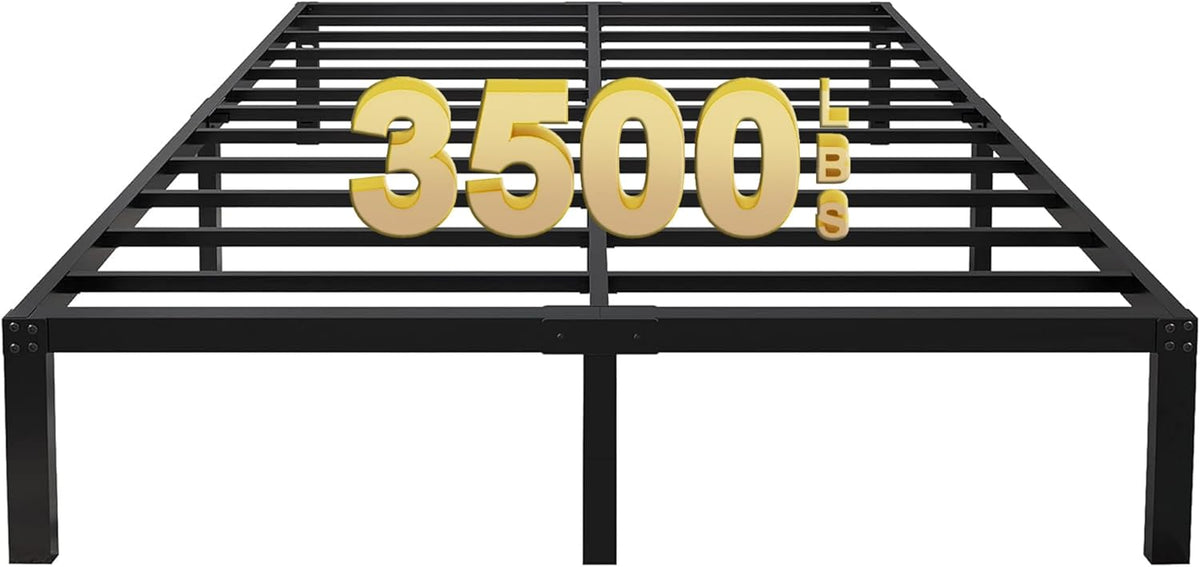 18 Inch Tall 3500lbs Heavy Duty Bed Frame Metal Platform/Maximum Storage/Mattress Foundation/Steel Slats Support/Noise Free/Box Spring Replacement,Twin