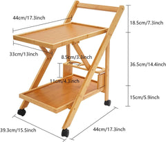 2-Tier Wood Rolling Bar Cart, Serving Carts Mobile Snack & Drink Station Coffee Cart with Wine Rack Utility Cart for Kitchen Mobile Liquor Bar Treat Trolley for Home, Bar, Beauty Shop