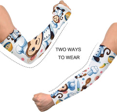 Cooling Arm Sleeves for Men Women UV Sun Protection Arm Covers Animal Monkey Chef Cartoon Compression Sleeves Sports Football Golf Cycling