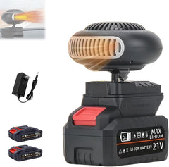 Battery Operated Heater For Indoors, Portable Car Space Heater Car Window Defogger with 1500mah Battery, Long Lasting Heating Fits Golf Cart & Office (Two batteries)