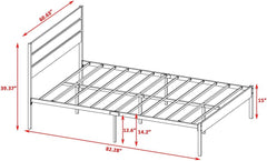 Altillo Queen Size Bed Frame with Wooden Headboard,Platform Bed W/Strong Metal Slats Support and Under Bed Storage,Noise Free,No Box Spring Needed,Easy Assembly,for Bedroom,Apartment,Brown