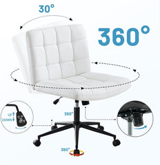 Office Desk Chair with Lumbar Support, Adjustable Height Armless Computer Chair with 360° Swivel & Smooth-Rolling Wheels, Breathable Mesh Back for Home Office, Study Room (Linen, Dark Gray)