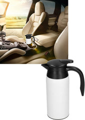 800ml Electric Car Kettle Large Capacity Portable Water Heater Pot with Insulation, Intelligent Voltage Recognition(B-Black)