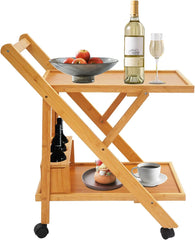 2 Tier Modern Bar Cart, Rolling Serving Cart with Wheels Free Standing Beverage Cart with Storage Portable Liquor Beverage Storage for Kitchens, Bedrooms, Study Areas, Living Rooms