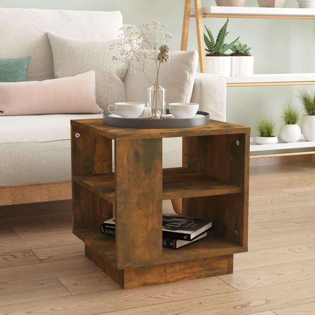 Living Room Table Mesa de sala Office Coffee Table Coffee Table Smoked Oak 15.7"x15.7"x16.9" Engineered WoodSuitable for Hotel, Bedroom, Study