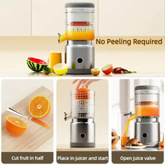 Electric Citrus Juicer, High-Yield Portable Squeezer for Oranges Lemons Limes, Hands-Free One-Touch Operation, USB Rechargeable & Easy Clean, Mini Juicer Machine for Kitchen, Travel, Gifts