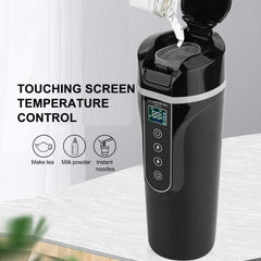 Electric Kettle Cup 12V Car Water Cup Stainless Steel 304 Black Cigarette Lighter Voltage for Heated Car Home Dual Use Electric Kettle Water Boiler Kettle Boil Electric Kettles