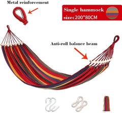 Camping Hammock Bed Camping Hammock Canvas Fabric Two Balance Beams Anti-Tip and A Strong Knot Hammocks for Travel Beach Backyard Hammock Swing