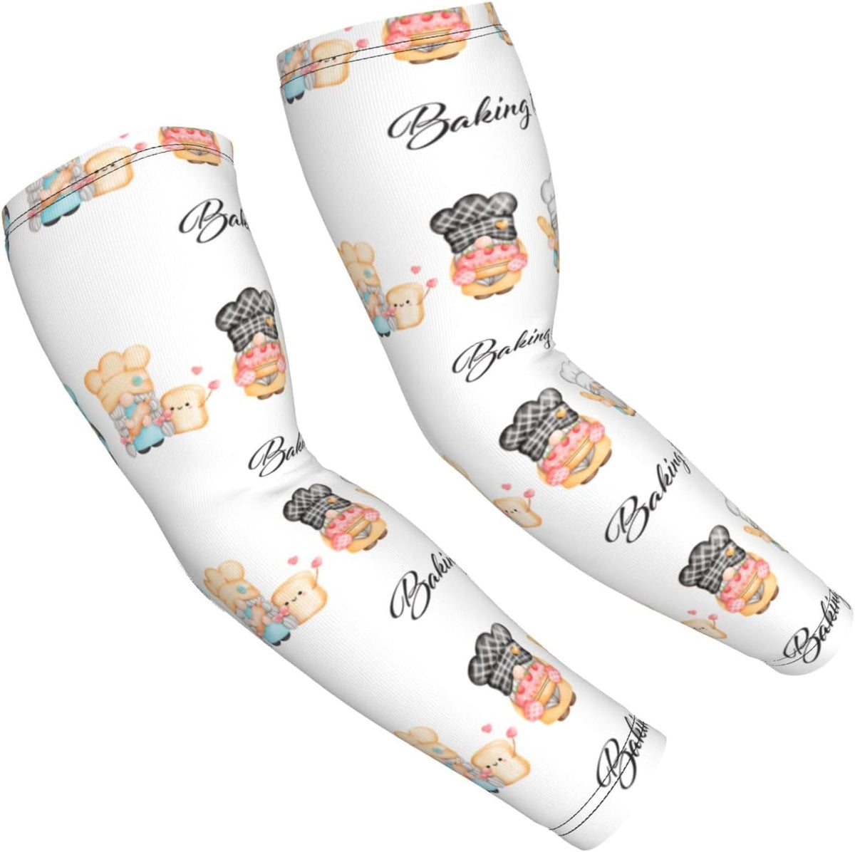 Little Chef Gnome Arm Sleeves Cooling UV Sun Protection Sports Compression Sleeves for Men Women Golf Basketball Arm Sleeves