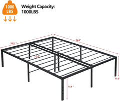 Heavy Duty Metal Queen Size Bed Frame, Steel Platform Bed Frame with Round Corner Legs, No Box Spring Needed, Noise Free, Easy Assembly (Queen)