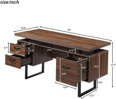 Industrial Metal Computer Desk with 5-Tier Bookshelf, Home Office Computer Desk L-Shaped Corner Table, Rotating Computer Table with Lockable Casters, Four Installation Methods (Black 019)