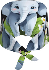 Cleaning Working Cap Baby Elephant in Spring Printed Chef Hat for Women & Men, Adjustable, Breathable Black