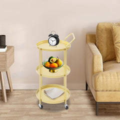 3-Tier Metal Frame Serving Cart with Wheels, Handle Rolling Bar Cart Mobile Serving Cart Storing Tableware, Kitchenware for Kitchen Dining Room Living Room, Beauty Clubs, Spa Clubs Gold