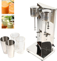 Milkshake Machine, Electric Milkshake Maker Machine Commercial Double Head Milkshake Ice Cream Mixer Stainless Steel Drink Mixer 2 Gears with Drawing Cup 110V 60Hz