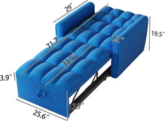 3 in 1 Convertible Folding Sofa, Modern Pull Out Single Couch Bed with Adjustable Back, Velvet Futon Sleeper Chair for Small Spaces Living Rooms Apartment Office (Dark Gray)